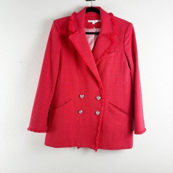 Veronica Beard Nayeli Double Breasted Dickey Jacket Blazer Watermelon Red Size 8 - Picture 3 of 7